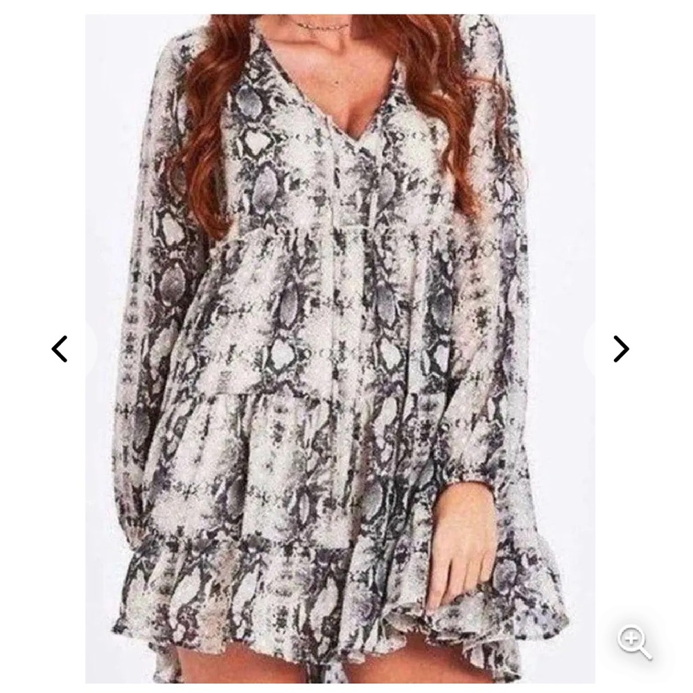 Altard State Snake Print Babydoll Dress